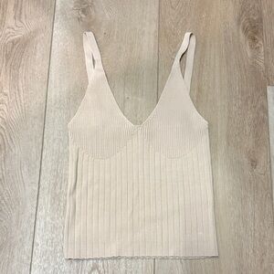 Zara Cream Ribbed Tank Top